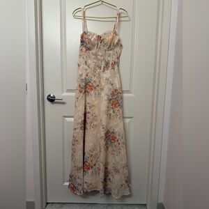 Fashion Nova Cream Floral Maxi Dress